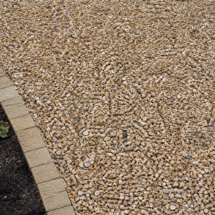 Close-up of warm natural driveway gravel